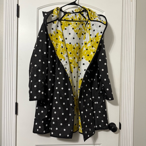 Mycra PAC Reversible Rain Coat Women’s Small Medium Polka Dot Yellow Floral - Picture 1 of 9